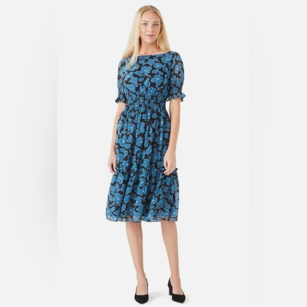 Kate Spade Dark Peacock Floral Midi Dress